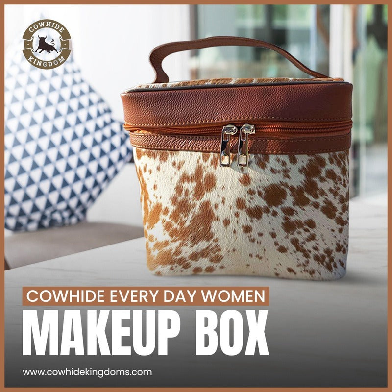 Bridal-Cowhide-Makeup-Box-Luxury-Leather-Vanity-Organizer-FREE-SHIPPING Cowhide Kingdom