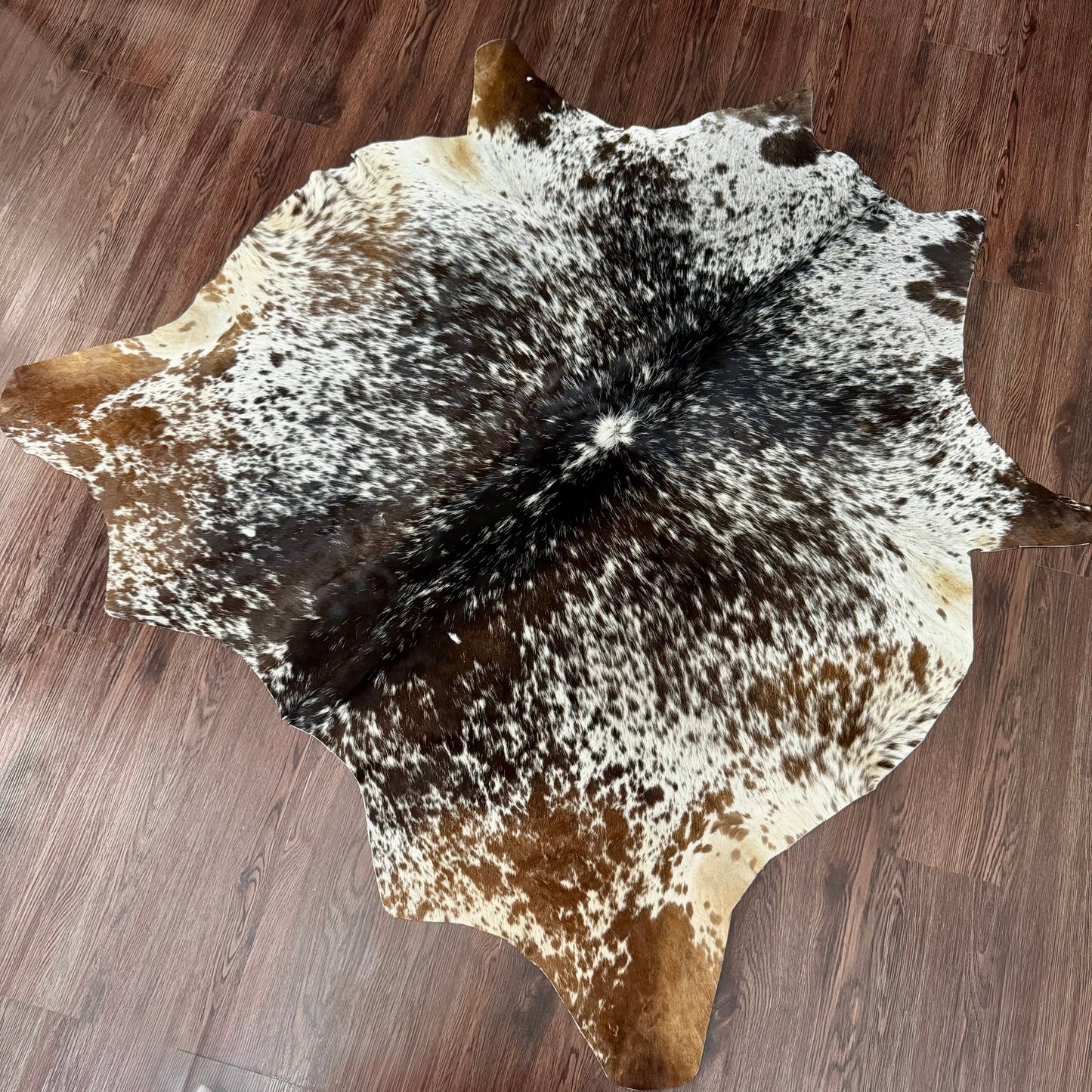 Tricolor Hair on Cowhide Rug Cowhide Kingdom