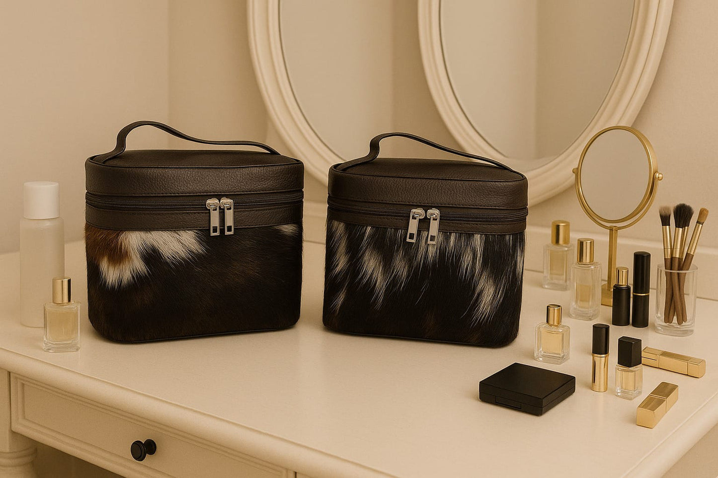 Real Cowhide Beauty Box | Handmade Cowhide Makeup Box Cowhide Kingdom