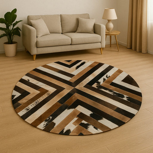 Cowhide Patchwork Round Rug Cowhide Kingdom