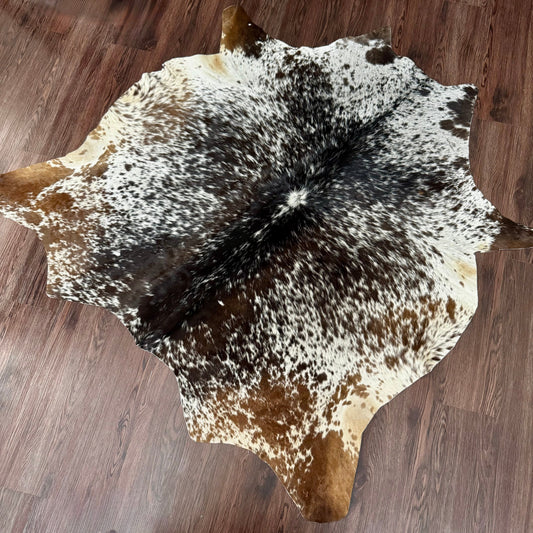 Tricolor Hair on Cowhide Rug Cowhide Kingdom