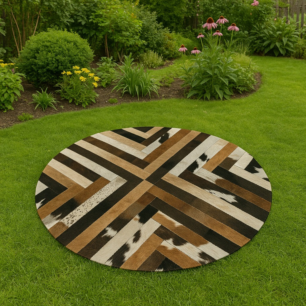 Cowhide Patchwork Rug Hair on Rug Cowhide Kingdom
