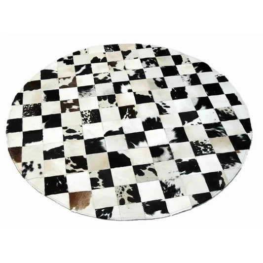 Real Cowhide Rug Patchwork Rug Cowhide Rug Round - Cowhide Kingdom