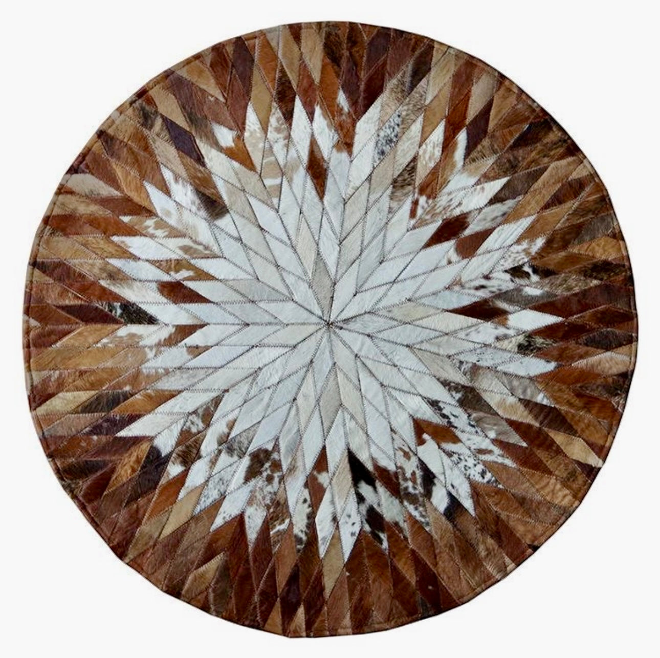 Tricolor Cowhide Patchwork Rug