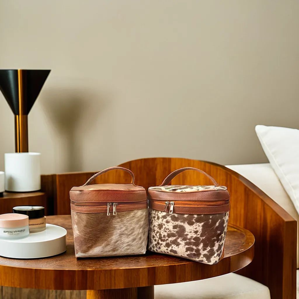 Natural Cowhide Makeup Bag Cowhide Kingdom