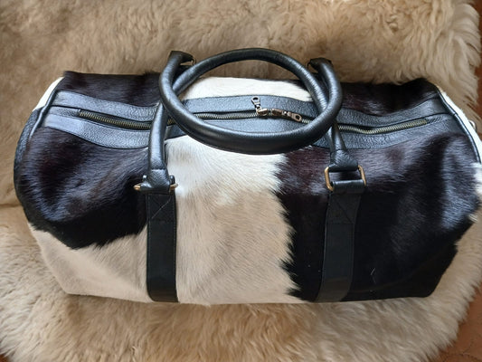 Handmade Genuine Cowhide Duffel Bag – Real Leather Weekender Travel for Men & Women | See Your Order Before Free Shipping