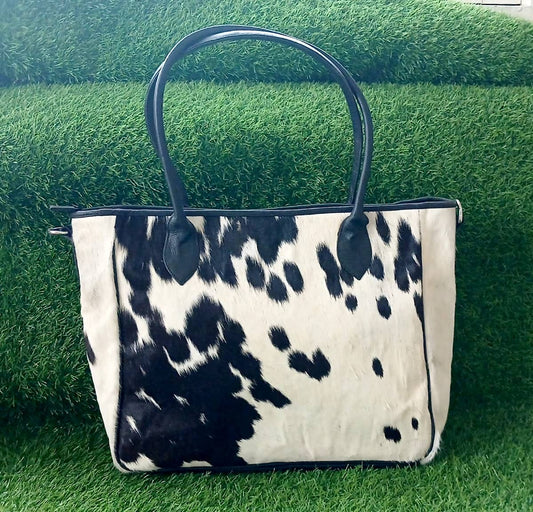 Handmade Genuine Cowhide Tote Bag | Hair-On Leather Purse for Women | Western Shoulder Handbag