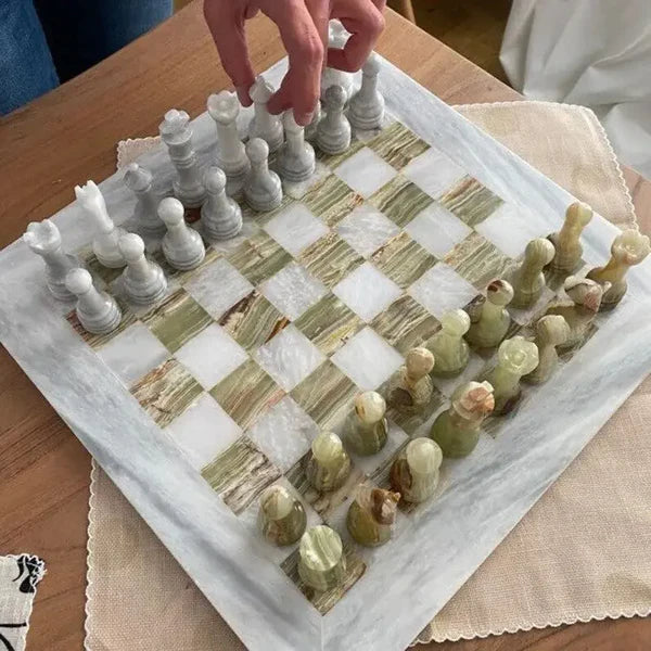 Discover-the-Elegance-of-Our-Handmade-Original-Fancy-Marble-Chess-Set Cowhide Kingdom