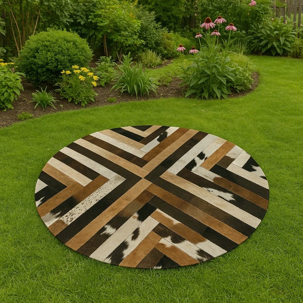 Cowhide Patchwork Round Rugs - Cowhide Kingdom