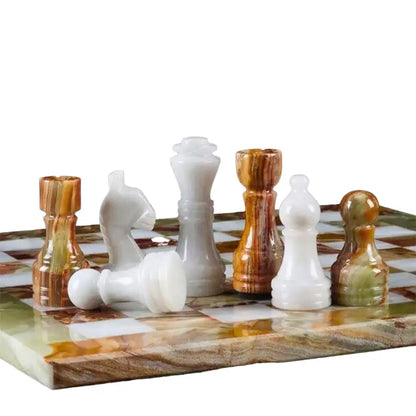 Multi Green Marble Chess Set with Pieces - Cowhide Kingdom