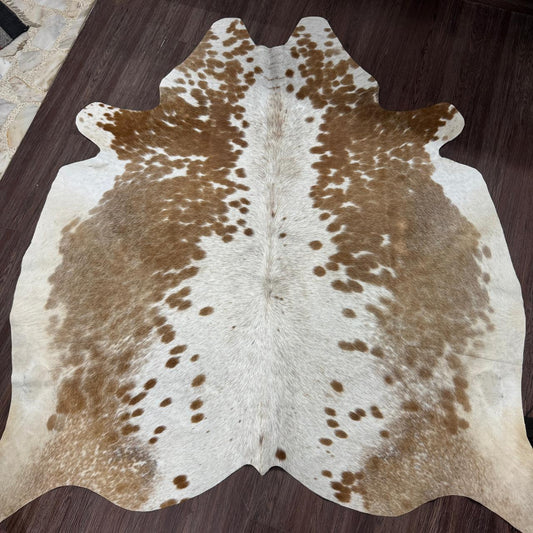 Real Leather Hair-On Cowhide Rug | Genuine Brown white Cow Skin | Natural Upholstery Area Rug — See Your Rug Before Free Worldwide Shipping