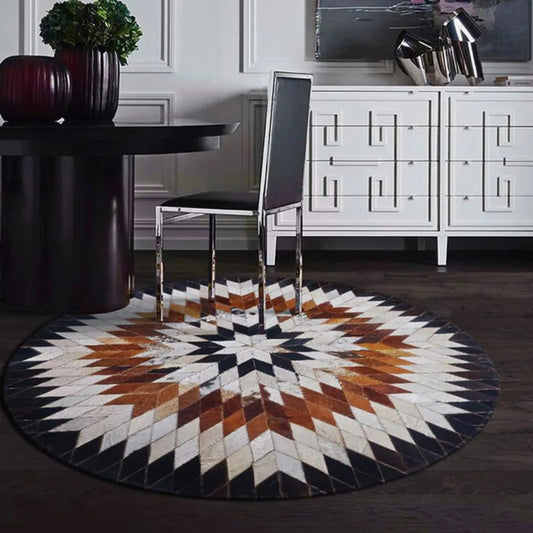 Natural Cowhide Patchwork Round Rug - Cowhide Kingdom