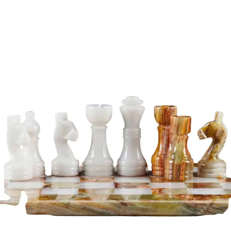 Multi Green Marble Chess Set with Pieces - Cowhide Kingdom