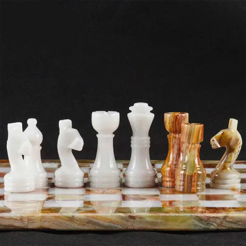 Multi Green Marble Chess Set with Pieces - Cowhide Kingdom