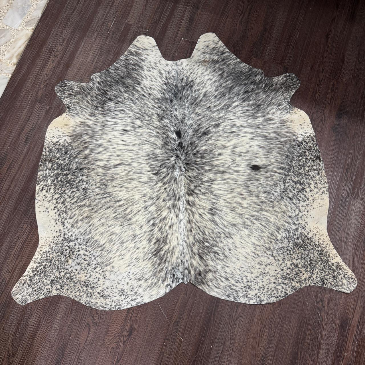 Genuine Cow Hide Rug for Living Room | Black white Natural Hair-On Leather | Handmade Upholstery Area Rug — See Your Order Before Free Shipping