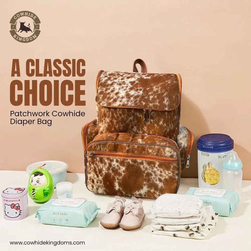 Cowhide Diaper Backpack Bag Cowhide Kingdom