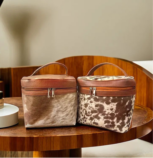 Natural Cowhide Makeup Bag | Bridal Box Cowhide Kingdom