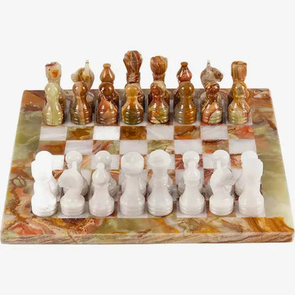 Multi Green Marble Chess Set with Pieces - Cowhide Kingdom