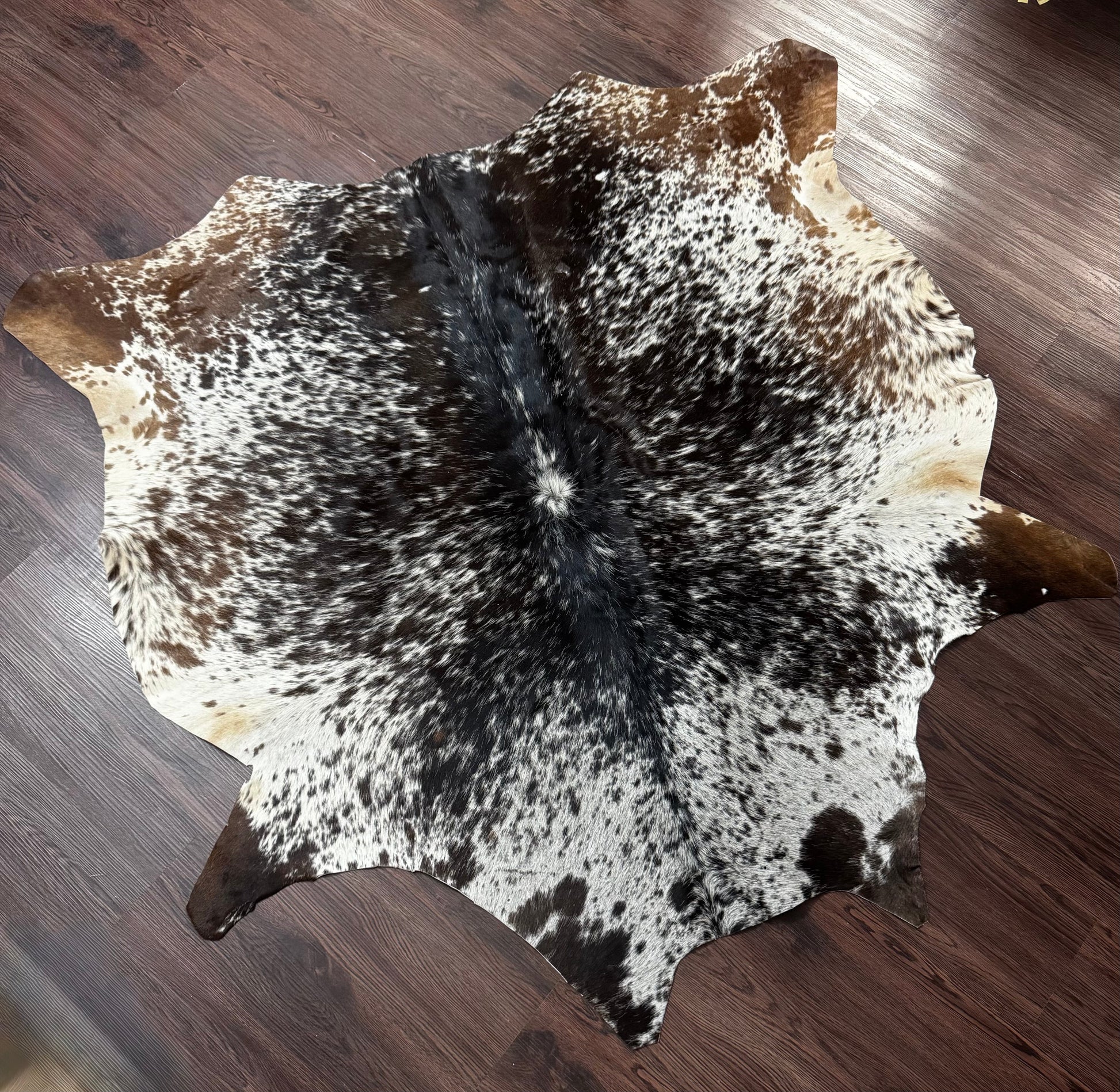Tricolor Hair on Cowhide Rug Cowhide Kingdom