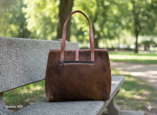 SAME AS PICTURE - Unique Cowhide Tote Bag Purse | 100% Genuine Hair-On Hide | Artisanal Cowhide Tote for Laptop & Everyday Use