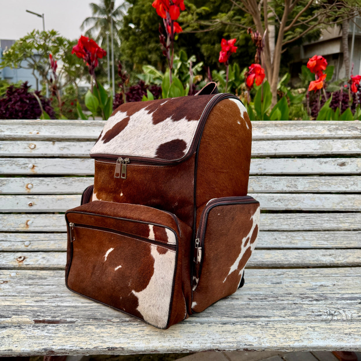 Boho Cowhide Backpack Leather 