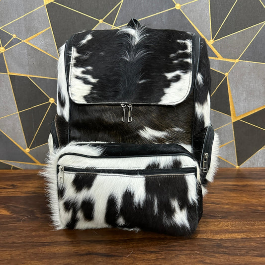 Boho cowhide leather backpack for women – front view