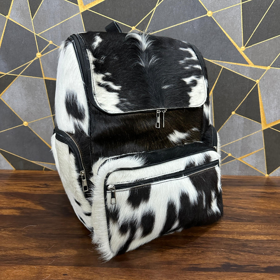 Boho cowhide leather backpack for women – little turn right view