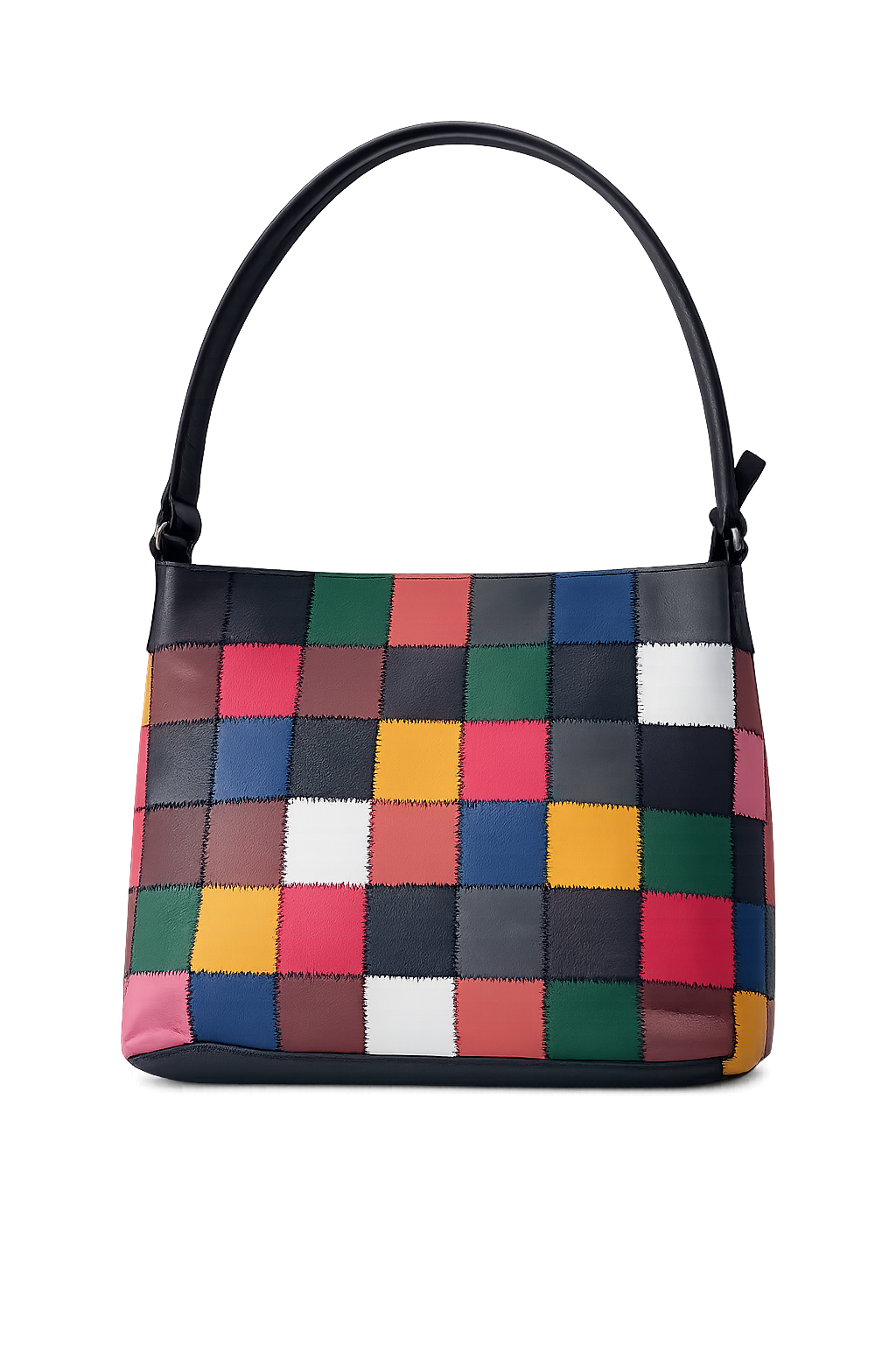 One piece left | Multicolor Patchwork Leather Shoulder Bag | Handmade Genuine Leather Purse for Women