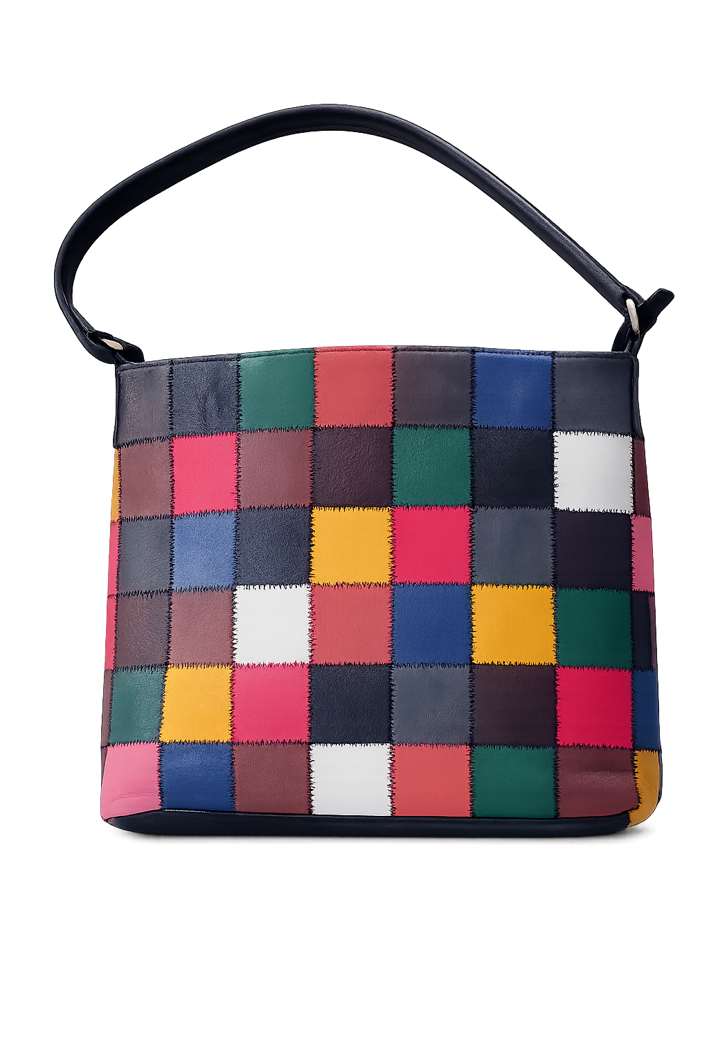 One piece left | Multicolor Patchwork Leather Shoulder Bag | Handmade Genuine Leather Purse for Women