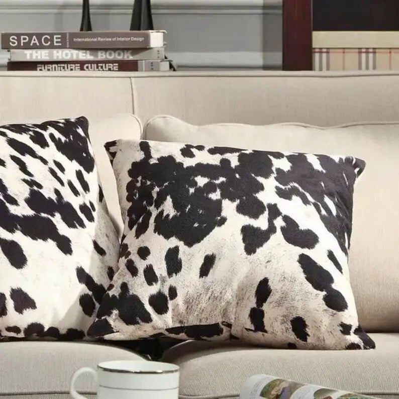 Set of 2 Tricolor Cowhide Pillow Cover - Cowhide Kingdom