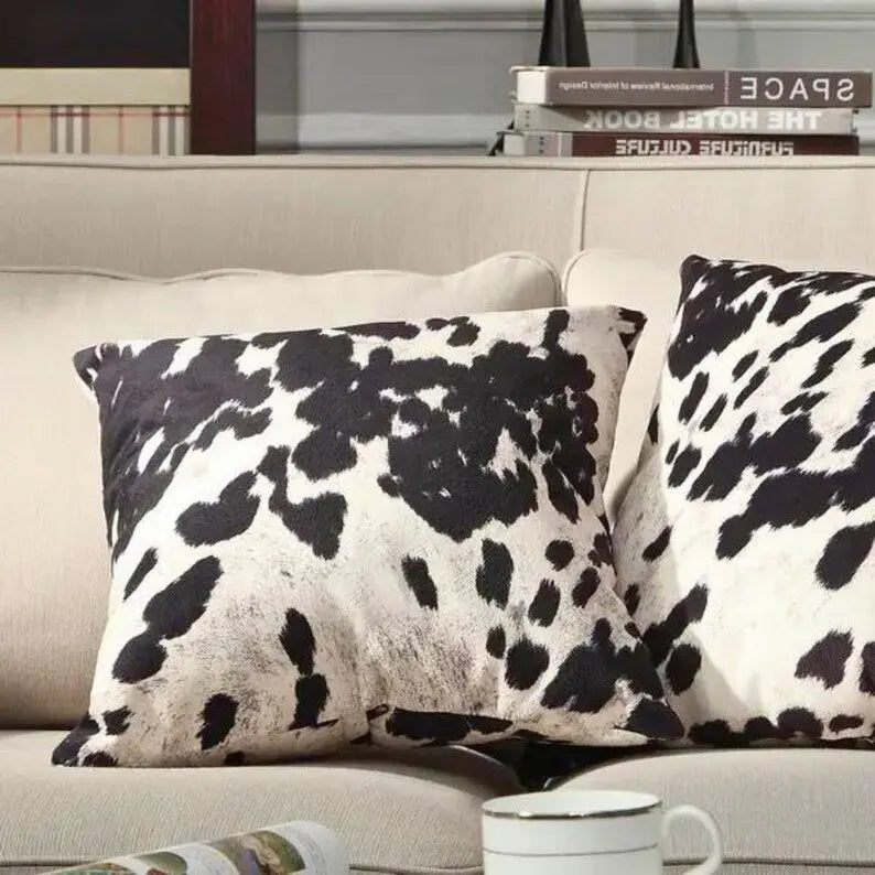 Set of 2 Tricolor Cowhide Pillow Cover - Cowhide Kingdom