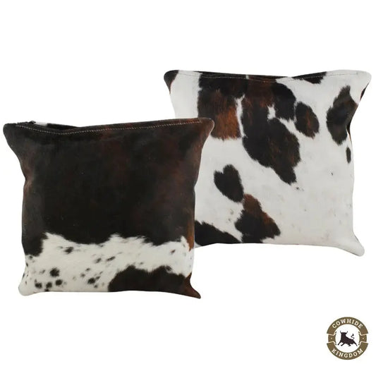 Set of 2 Tricolor Cowhide Pillow Covers - Cowhide Kingdom