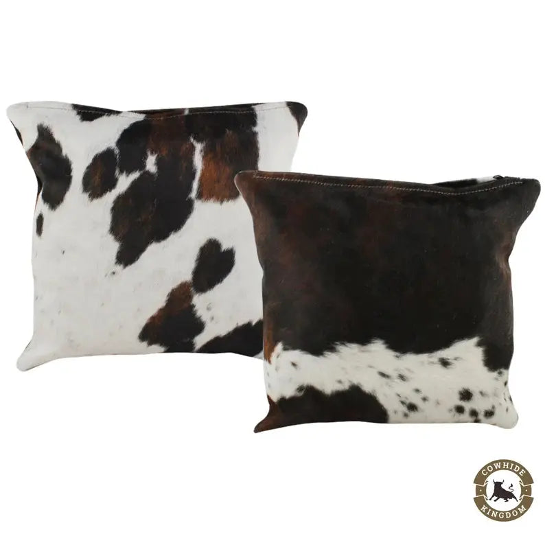 Set of 2 Tricolor Cowhide Pillow Covers - Cowhide Kingdom