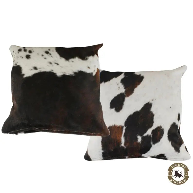 Set of 2 Tricolor Cowhide Pillow Covers - Cowhide Kingdom