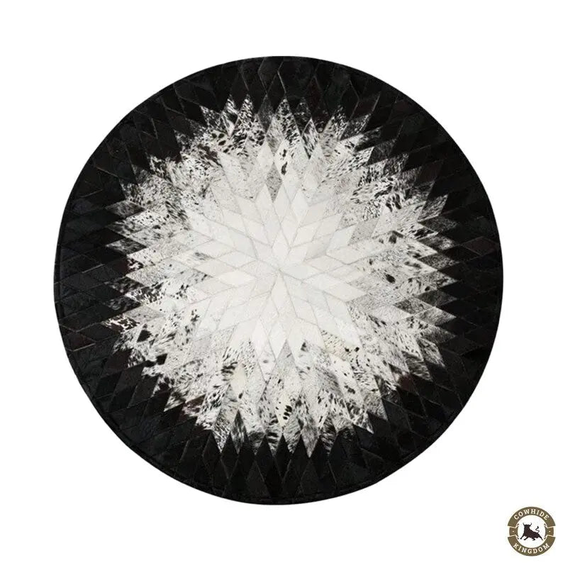 Tricolor Cowhide Patchwork Round Rug - Cowhide Kingdom