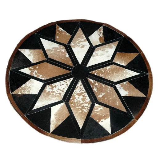 Real Cowhide Rug Patchwork Rug Cowhide Rug Round - Cowhide Kingdom