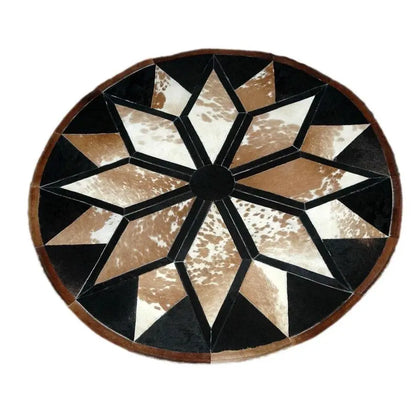 Real Cowhide Rug Patchwork Rug Cowhide Rug Round - Cowhide Kingdom