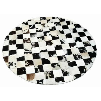 Real Cowhide Rug Patchwork Rug Cowhide Rug Round - Cowhide Kingdom