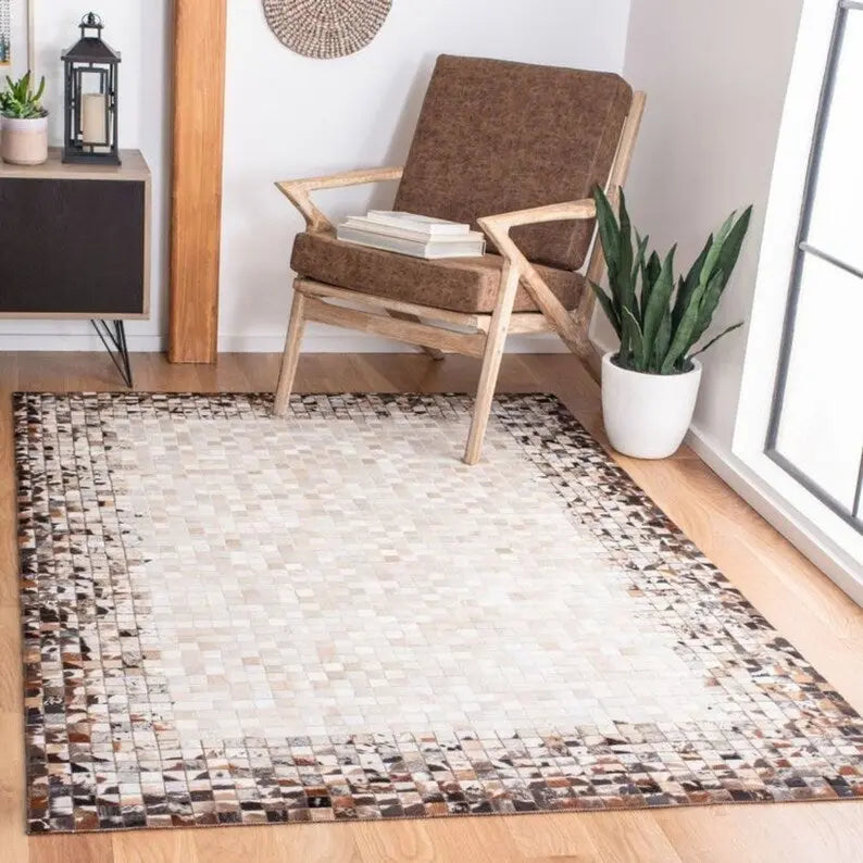 Handmade Cowhide Rug Patchwork Cowhide Rug Hair - Cowhide Kingdom