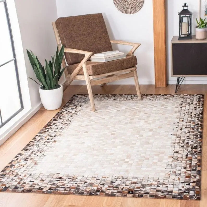 Handmade Cowhide Rug Patchwork Cowhide Rug Hair - Cowhide Kingdom