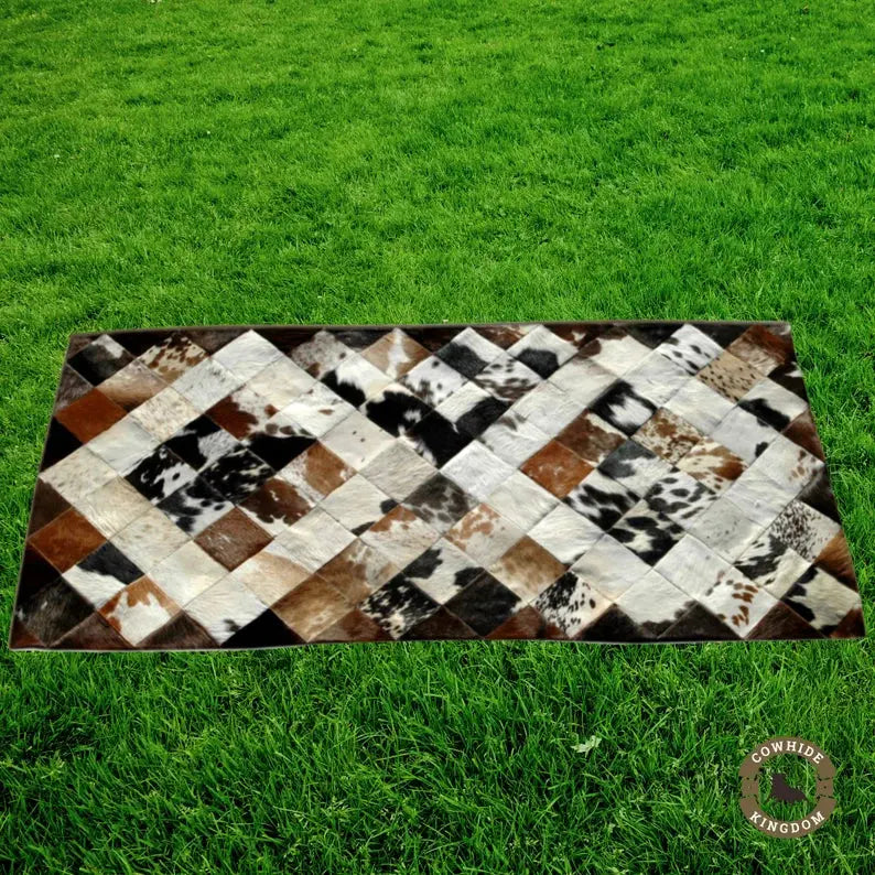 Handmade Natural Cowhide Rug Patchwork Cowhide Rug Hair - Cowhide Kingdom