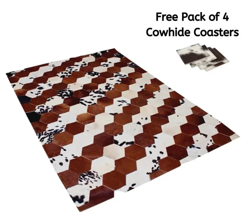 Modern Cowhide Rug Patchwork, Cowhide Runner Rug - Cowhide Kingdom