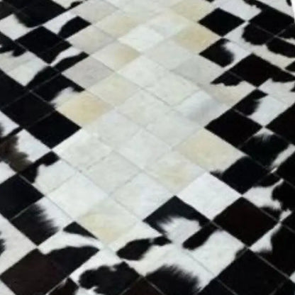 Real Cowhide Patchwork Rug Tricolor - Cowhide Kingdom