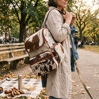 Cowhide Backpack for Women & Men | Leather Travel Bag