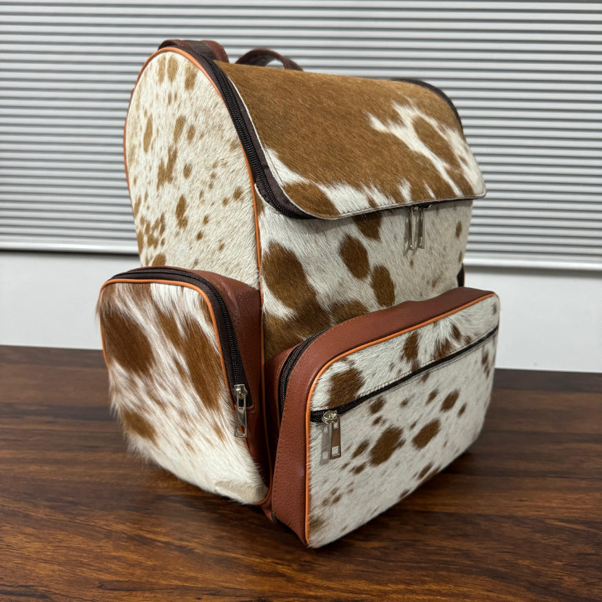 Cowhide backpack side view