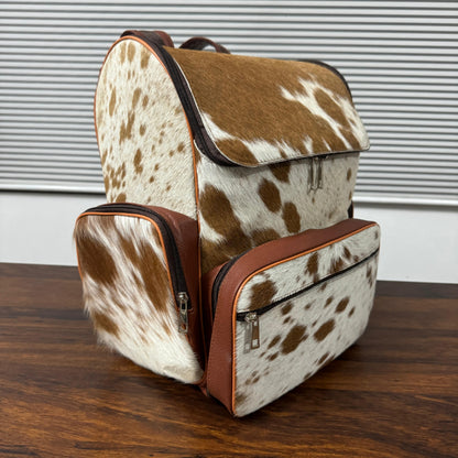 Cowhide backpack side view