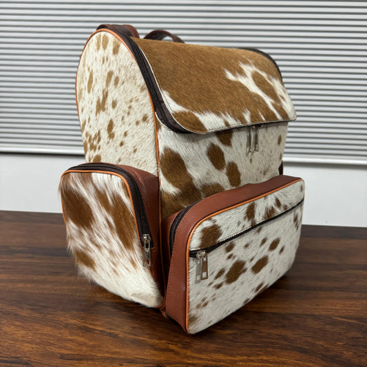 Cowhide backpack side view