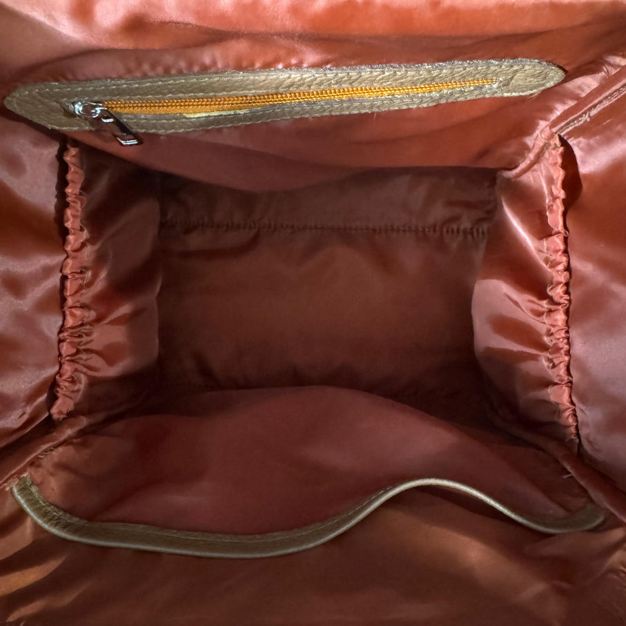Cowhide diaper backpack interior