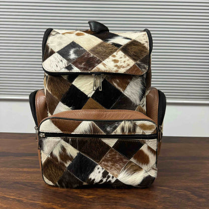 Genuine Hair-On Cowhide Backpack | Handmade Leather Backpack