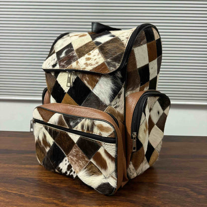 Genuine Hair-On Cowhide Backpack | Handmade Leather Backpack